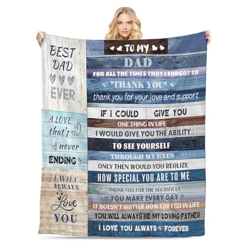 Gift for Dad from Daughter Son, Dear Dad Blanket for Father's Day, Throw Blankets Anniversary Birthday Super Soft Flannel Throw Blankets for Christmas Valentines Thanksgiving for Bed Sofa(60''x80'')