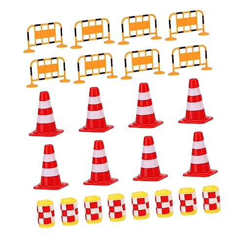 Totority 24Pcs Traffic Cognitive Educational Road Cones Signs for Role Play Traffic Roadblocks Bright Colors for Outdoor Games for Imaginative Play
