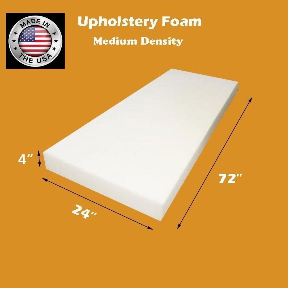 FoamTouch Upholstery Foam Cushion Medium Density 4" Height x 24" Width x 72"
