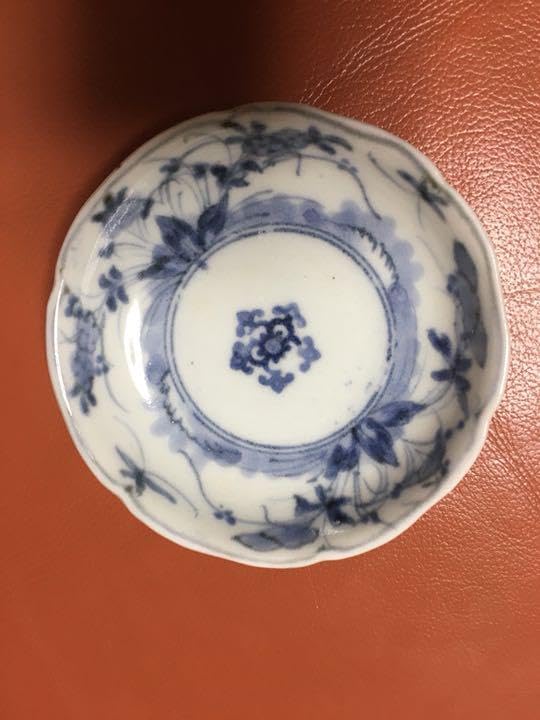 古伊万里 染付 小皿 1700年代 古伊万里 染付 微塵唐草 長皿 五