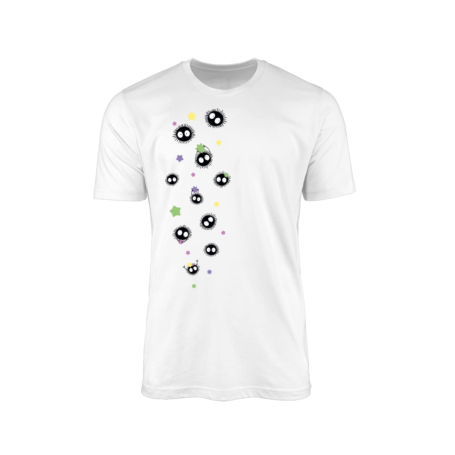 Soot Sprites T-Shirt - Animation Animated Movie Film Fan Inspired Cute Dust Bunnies Spirited Miyazaki Totoro Susuwatari Novelty Top Tee Gift Present