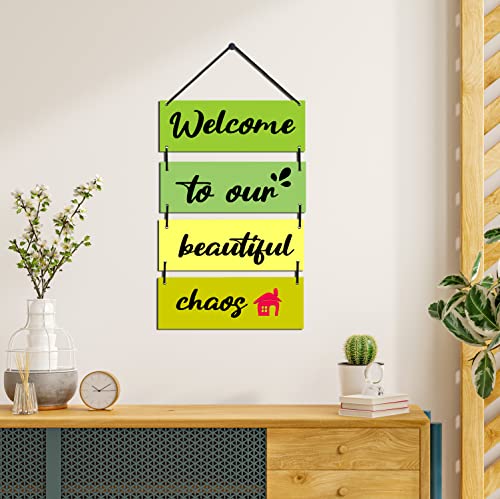 Image of EXPLEASIA Decorative Wall Hanging Wooden Decoration Item for Home Office Living Room Bedroom Decoration Items Home Decor Gift Items (Welcome To Our Chaos)