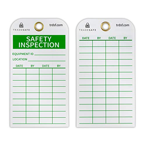 TRADESAFE Safety Inspection Tag for Accident Prevention - Durable Vinyl Plastic - 30 pack - w/zip ties | for Scaffolds, Ladders, Fire Extinguisher, Machinery, Hazards, Inventory, Out of Service
