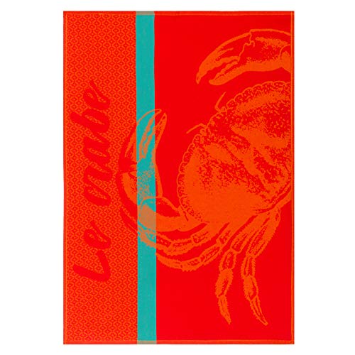Coucke French Cotton Jacquard Towel, Crabe (Crab) Rouge, 20-Inches By 30-Inches, Red #TOP2
