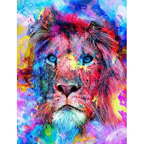 Taasmoog DIY Cross Stitch Crystal Rhinestone, 5D DIY Diamond Painting Kit Colorful Lion 5D Diamond Art Kits Full Drill for Home Wall Decor(30 × 40 cm) Cover