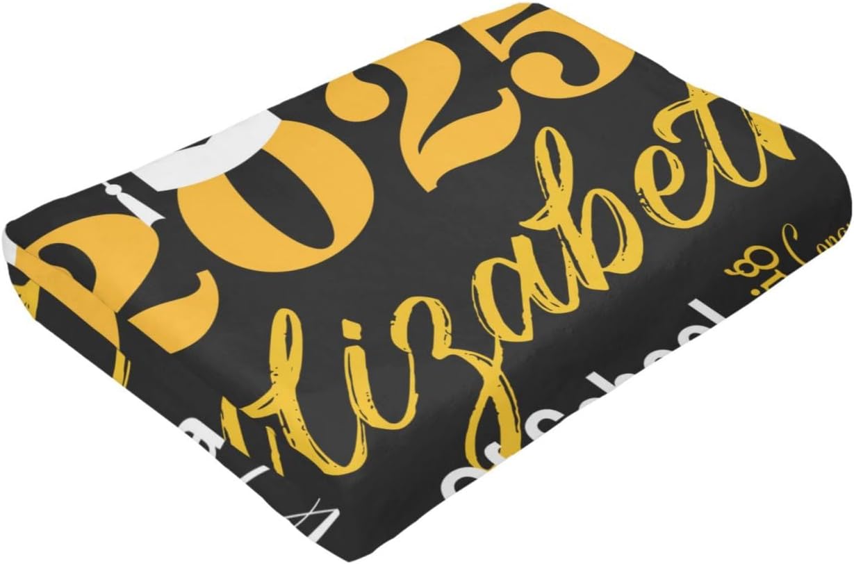 Personalized Graduation Gifts Blanket with Name School, Custom Class of 2025 Graduation Blankets for Him Her Customized Grad Throw Blanket for High School College Graduation Party Gifts