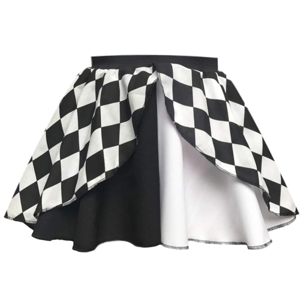 Inspired Costumes Women's Jester Skirt Black & White Jester Harlequin Skirt Costume, Fancy Dress, Halloween, Clown, Joker (M (28" Waist), )
