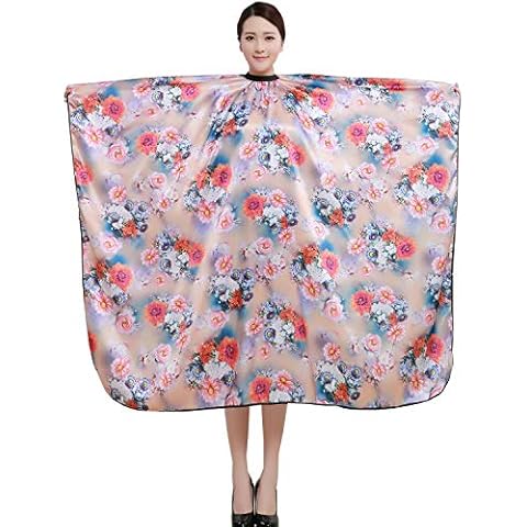 Salon Professional Hair Styling Cape,Hair Cutting Rose Flower Bronzing Waterproof Hairdresser Wai Cloth Barber Gown (Pink) Cover