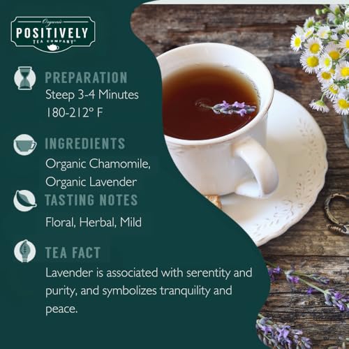 Image of Organic Positively Tea Company, Lavender Chamomile, Herbal Tea, Loose Leaf, 4 Ounce