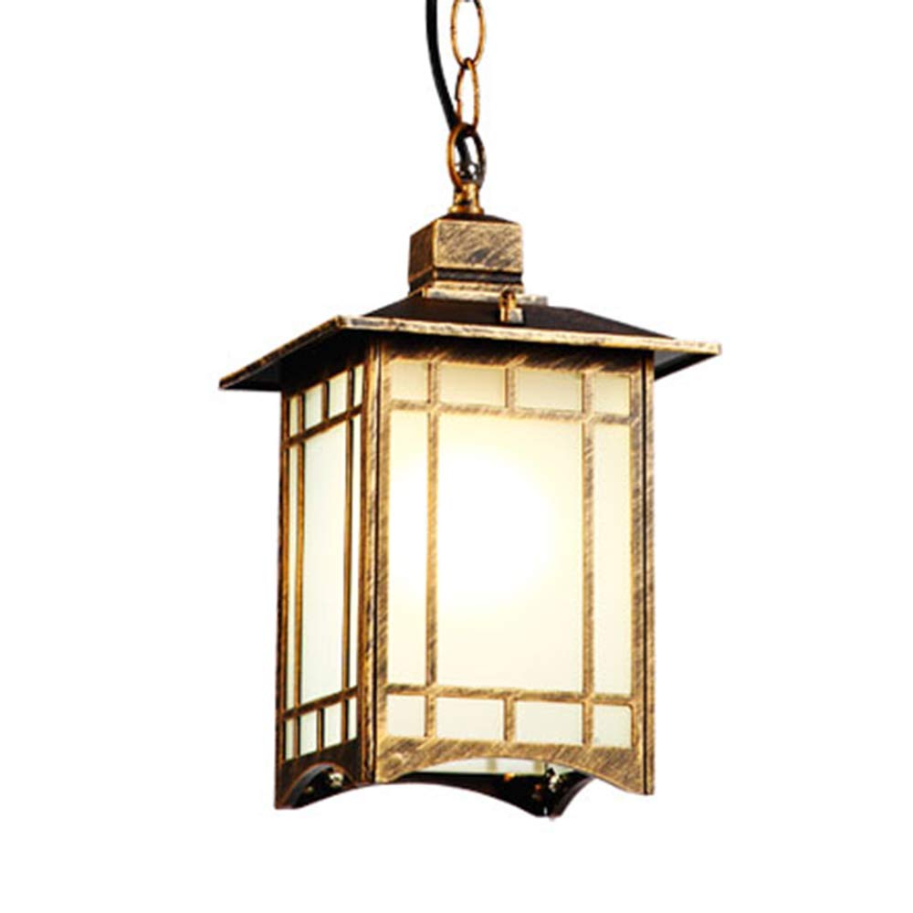 Retro Schwarz/Gold Außen Hängeleuchte Wasserdichter IP54 Industrie Pendelleuchte Aluminium Glas Höhenverstellbar Hängelampe Garten Balkon Flur Club Cafe Pendant Light 18.8 * 30.5cm E27