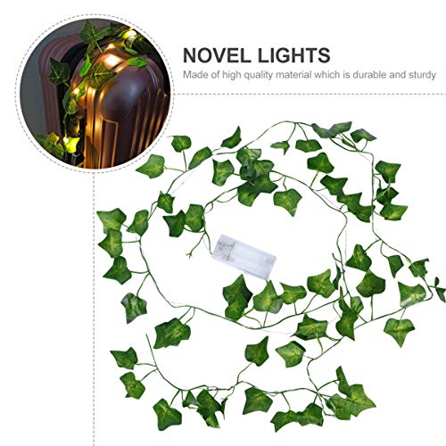 BESTOYARD 2M Cordão de folhas verdes Luzes de simulação Ivy Plantas Garland Cordão Luzes Noturnas Ba
