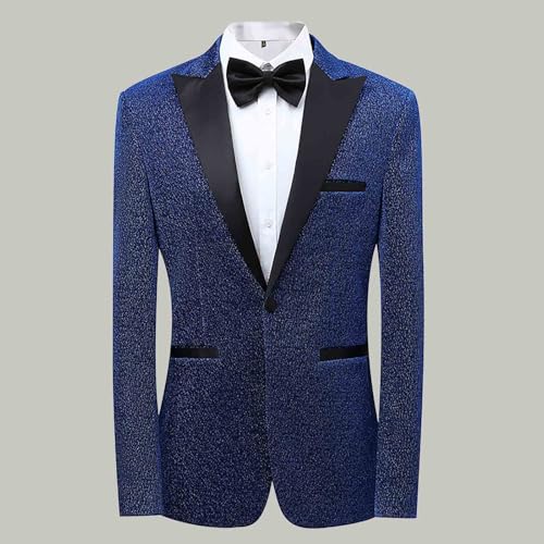 Mens Suit Blazer Slim Fit One Button Shiny Sequins Lapel Neck Formal Tuxedo Jackets for Party Prom Wedding Dinner2