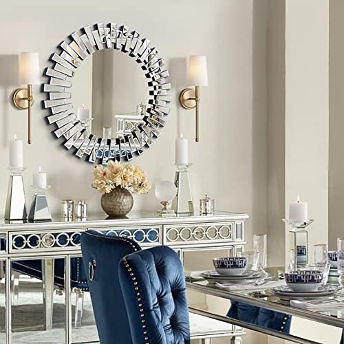 Chende Round Mirror Wall Decor, 32'' Large Decorative Mirror With Beveled Glass Frame, Modern Accent Mirror For Living Room, Foyer, Bedroom #TOP3