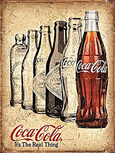 UNiQ Designs Panneau en étain avec inscription « It's The Real Thing » - Décoration murale rétro - Poster Coca Cola vintage des années 50 - 30,5 x 20,3 cm