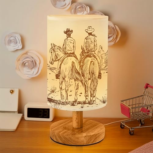 Imvertu Western Cowboy Bedside Table Lamp for Bedroom with USB Port (Beige)
