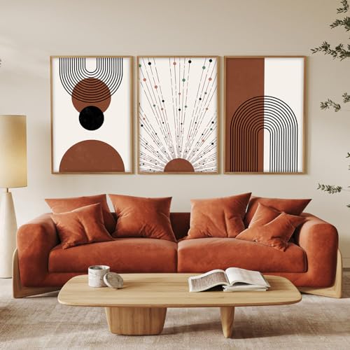 Image of BANGERZ Wall Art Painting Boho Artwork Living Room and Bedroom Frames Decor, Office and Framed Hotel Decoration Big Size Set of 3 (Artwork 5, 19x25 inch)