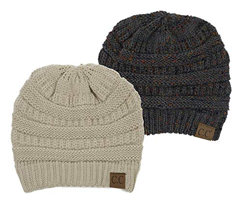 Beanie Bundle - Beige & Confetti Mel Grey (2 Pack)