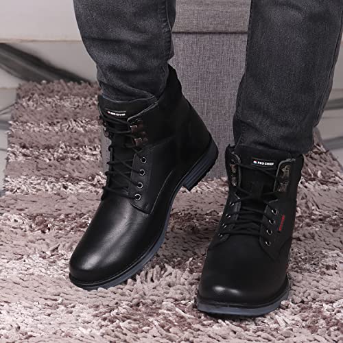 Image of Red Chief Men's Leather High-Ankle Boots with Contrast Blue Sole - Rugged | Bold | Urban | RC377