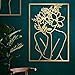 Glamativity Large 4 Pack Gold Wall Art Décor, Minimalist Décor Single Line Art Wall Décor, Real Metal Wall Art, Woman's Body Shape Abstract Wall Art (Gold Classic Style, L Size 22.5 x 15.7'')