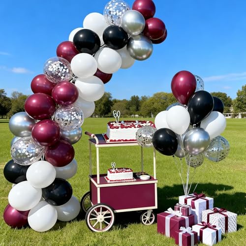 Image of Burgundy Balloons, 50 Pcs Maroon for Wedding Birthday Baby Shower Party