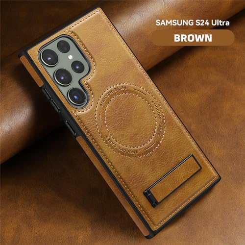 Image of Lunivop for Samsung Galaxy S24 Ultra Case 6.8 inch PU Leather Brown