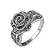Yfnfxl Retro Vintage Rose Flower Ring Fashion Black Marcasite Silver Crystal Anniversary Rings