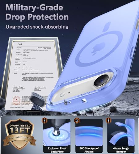 Newfuture Magnetic for iPhone Air Case [Compatible with Magsafe] [Military Grade Drop Protection] Translucent Matte Anti-Scratch Shockproof Protective Phone Cover 6.5 Inch, Light Purple — view 5