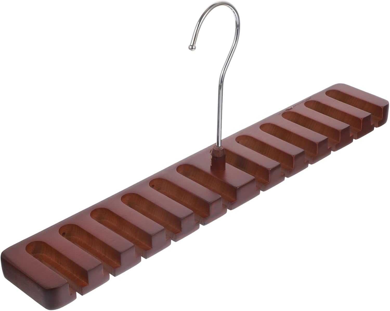 Wood Scarf Organizer with Multi Slot Design, Brown Iron
