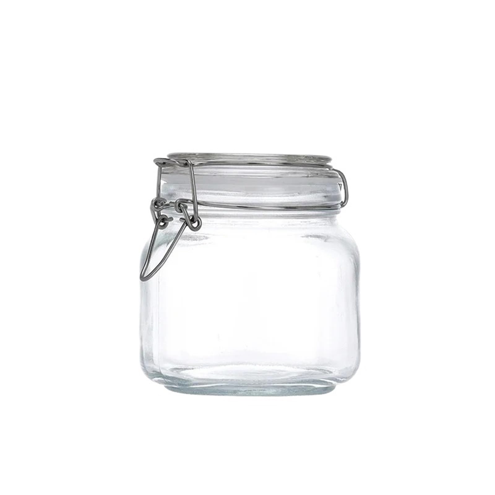 LSNNMU 4pcs Food Storage Jars Glass With Airtight Clamp Lids Wide Mouth Dried Fruit Kitchen Canisters Sealed Jar For Flour Cereal For Preserving