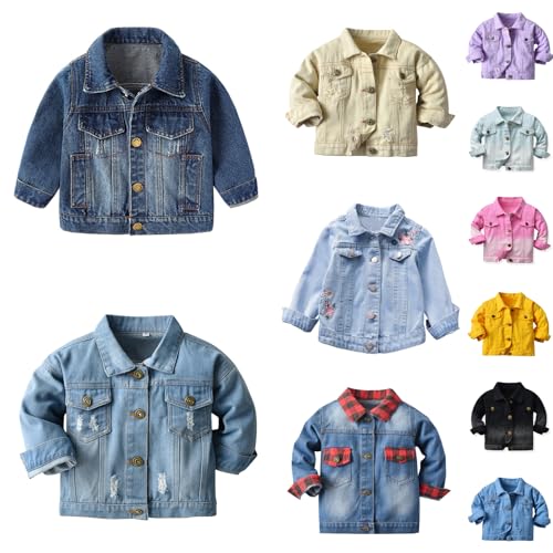 Toddler Kid Baby Boy Girls Denim Jacket Top Long Sleeve Button Down Basic Jeans Coat Cowboy Outwear Casual Clothes