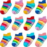 🧦 CALCETINES PARA NIÑOS PEQUEÑOS: Tejido elástico rico en algodón, patrones de dibujos animados adorables y atractivos. Los puños elásticos de costura evitan que los calcetines se caigan y no dejan marcas en la pantorrilla carnosa del bebé, ya que no son demasiado ajustados.
