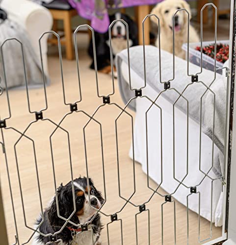 Portail pour chien pour escaliers couloirs et grandes ouvertures. Pliable portable légère et grande Concertina Barrière de sécurité pour chien Facile à installer sur les murs portes cadres et poteaux