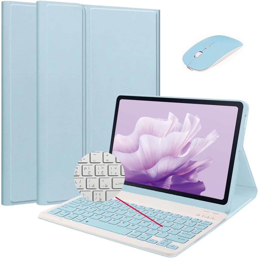 SZAMBIT® Arabic Keyboard Case for Huawei Matepad SE 11 2024 (AGS6-W00), Slim Smart Leather Case with Detachable Wireless Bluetooth Keyboard and Mouse