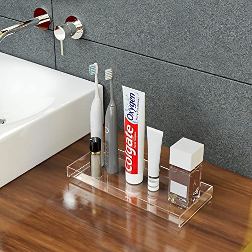 Maxgear Vanity Tray, Toilet Tank Storage Tray, Acrylic Bathroom Tray Bathtub Tray Bathroom Vanity Organizer Clear Perfume Tray Countertop For Soap, Towel, Tissue, Candle, Plant, 11.8 × 5× 1.2 Inch #TOP4
