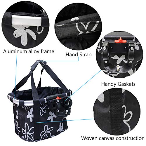 URBEST Bike Basket,Small Pets Cat Dog Folding Carrier,Removable Bicycle Handlebar Front Basket, Quick Release and Easy… - Image 2