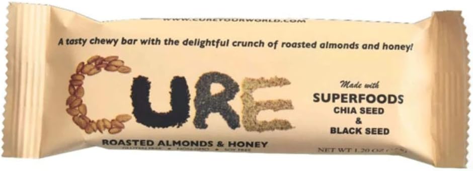 CURE Bar Roasted Almonds & Honey, 12 Bars - Gluten Free