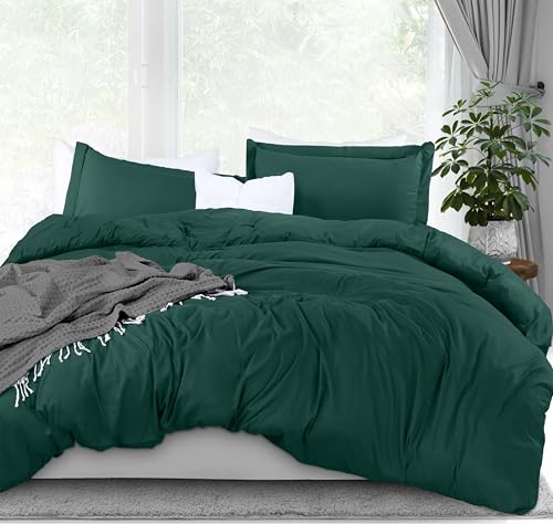 Utopia Bedding Duvet Cover King Size - 3 Piece with Zipper Closure - 1 Comforter Cover 104X90 Inches & 2 Pillow Shams 20X36 Inches (Emerald) Comforter Not Included