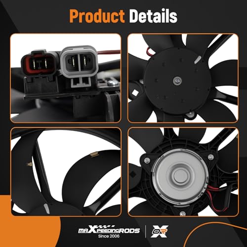 Image of maXpeedingrods Engine Radiator Cooling Fan Assembly for Nissan Versa 2012-2019 / Versa Note 2014-2019 L4 1.6L Automatic CVT, Replace # 214819KK0A, 214813AB3A