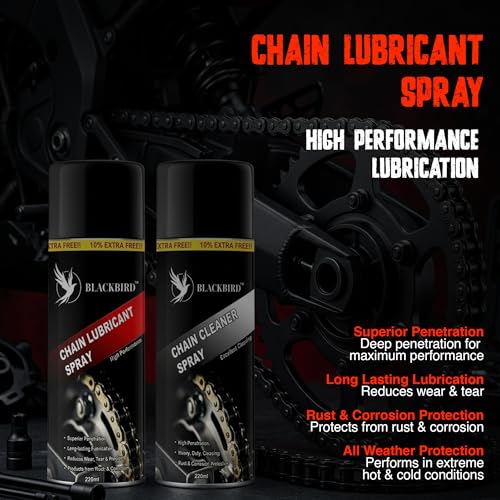 Image of BLACKBIRD Bike Care Kit, 1 Pcs each - Chain Lube 220ml, Chain Cleaner 220ml, De-Rust 120ml, Chain Cleaning Brush and 1 Microfiber Cloth