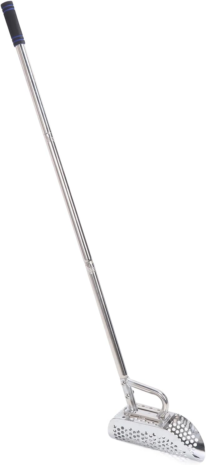 Metal Detecting Sand Scoop, Stainless Steel Sifter Shovel with Detachable Handle, Efficient Beach Treasure Tool for Outdoor Enthusiasts