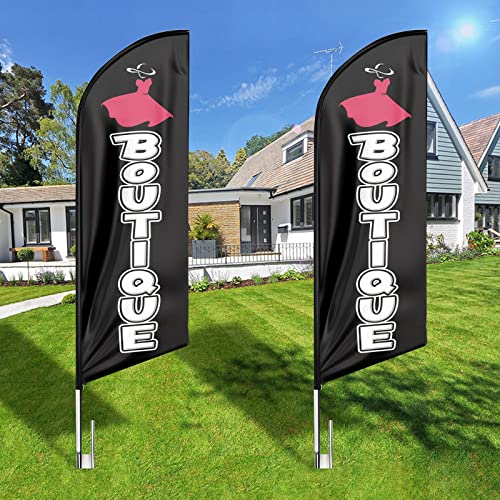 Fsflag Boutique Advertising Swooper Flag Banner, 8Ft Boutique Feather Flag, Advertising Feather Banner Sign For Boutique Business Black #TOP4