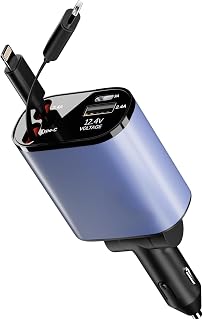 120W 4 in 1 Retractable Car Charger [1 Yrs Warranty],Super Fast Charge Car Phone Charger,Retractable Cables & 2 USB Ports Price In India