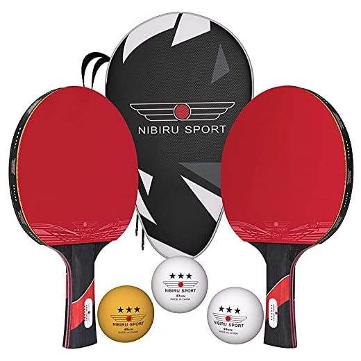 NIBIRU SPORT Ping Pong Paddles Set of 2 - Premium Table Tennis Paddles Kit with 2 Rackets, 3 Balls & Portable Case - Pingpong Paddles & Accessories, Outdoor Or Indoor Play