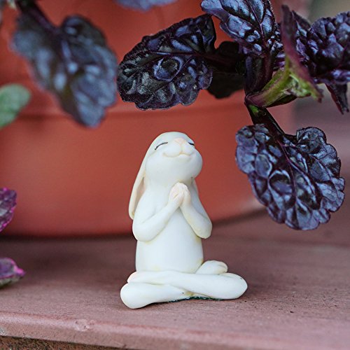 Top Collection Coelhinho de ioga em miniatura de jardim de fadas e terrário em pose de Namaste senta