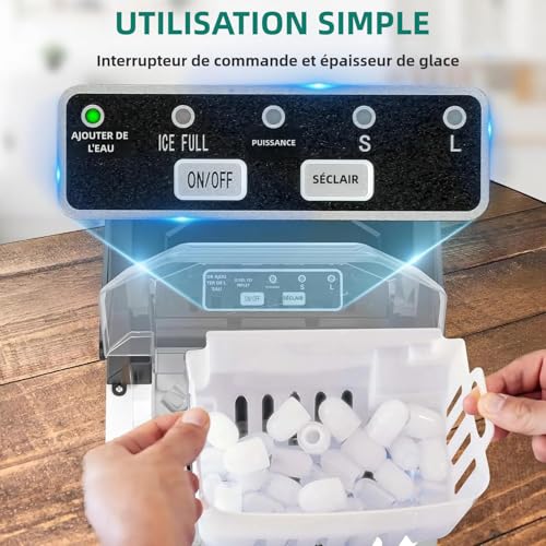 Eiswürfelmaschine – schnell 6 Minuten 9 Bullet Ice Produktion, bringen Sie Ihr eigenes Reinigungsdesign, ideal für Zuhause, Küche, Camping – Autos und Partys (Edelstahl Silber)