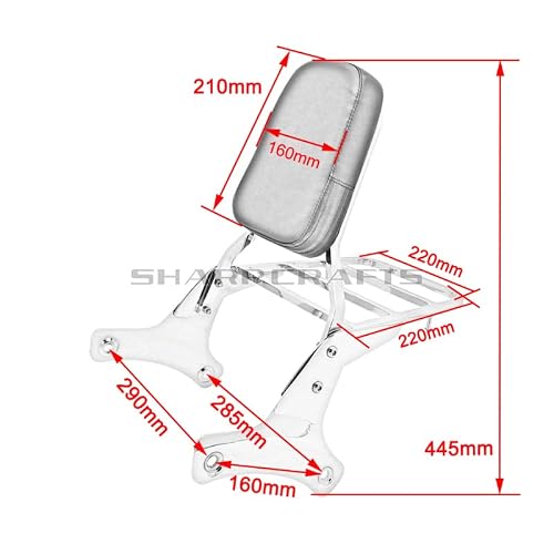 Backrest Sissy Bar Luggage Rack Compatible With/Replacement For Honda Shadow Ace 750 Vt400 Rc44 Vt750C 1997-2003 #TOP2