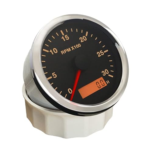 Miniatura 45 de ELING Universal Tachometer Gauge RPM with LED Digital Adjustable Hour Meter and RPM Alarm 12000RPM 85mm with Backlight