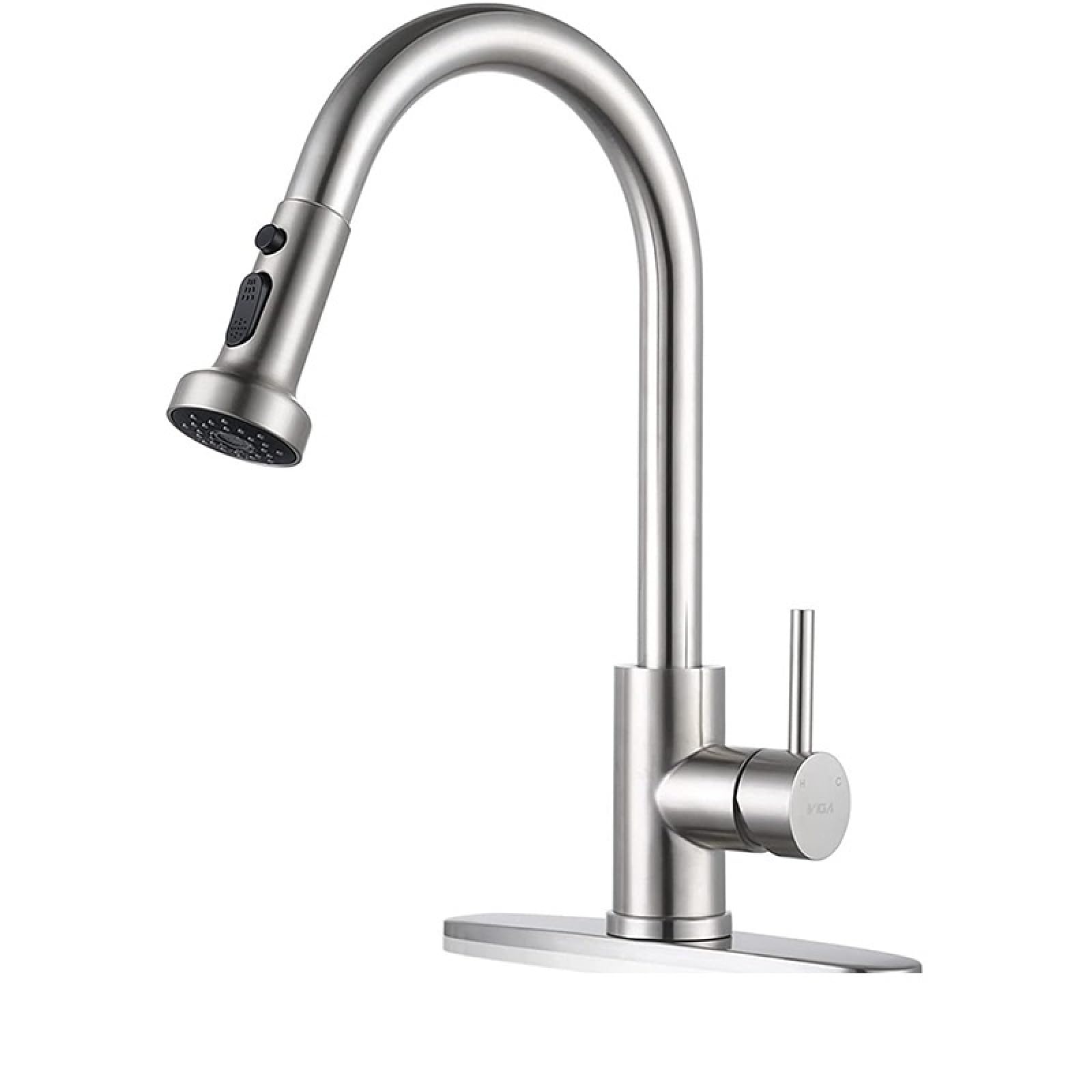 Robinet de cuisine extractible en acier inoxydable chaud et froid pour évier