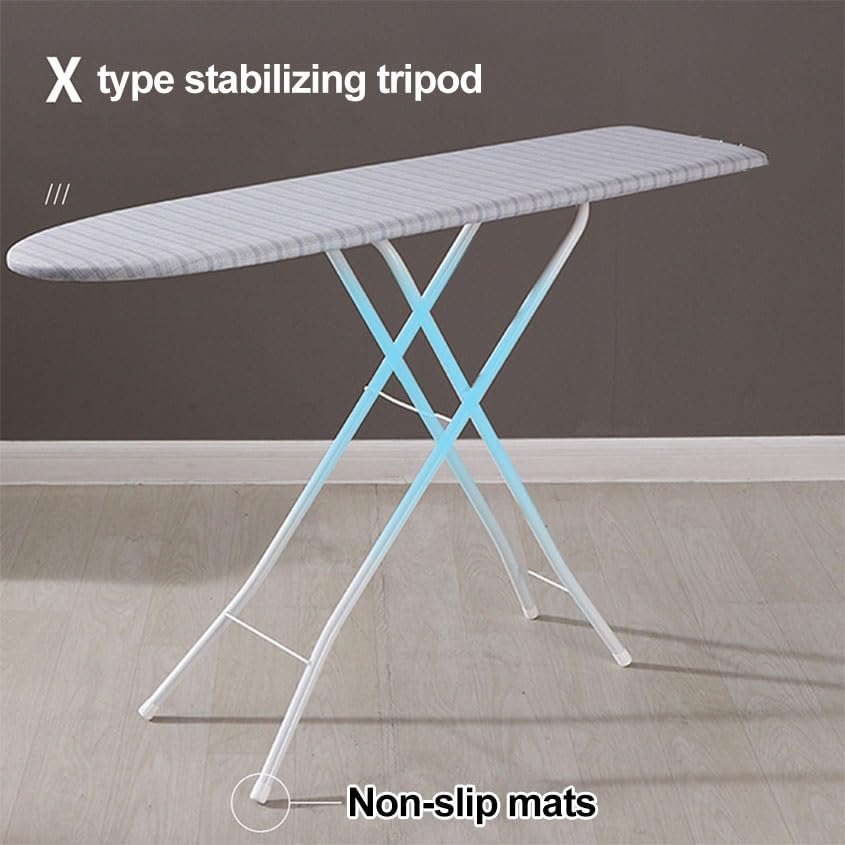 Bügelbrett Klappbar, Tragbares Bügelbrett, Höhenverstellbar, Extra Dicker, Strapazierfähiger Gepolsterter Bezug, Kompaktes Bügelbrett for zu Hause(Blue)