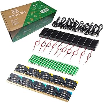 EX ELECTRONIX EXPRESS Microbit v2 Club Kit - Includes 10 Microbit Boards, 10 MicroUSB Cables, 10 Battery Holders, and 20 AAA Batteries